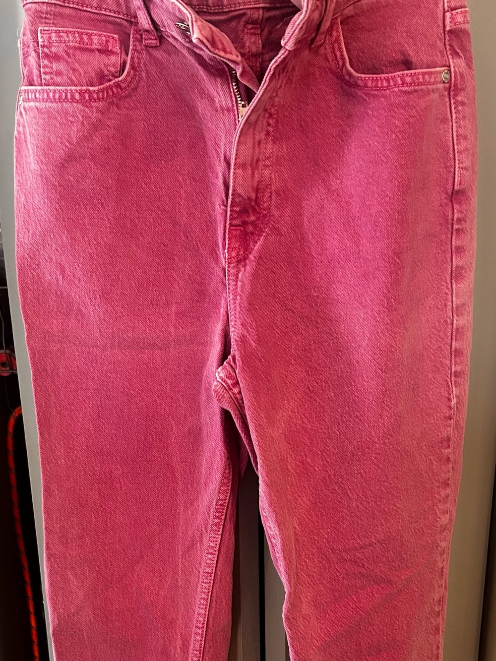 Zara Pink Denim High-Waist Jeans